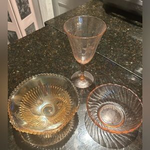 Antique pink Arcoroc swirl dishwear